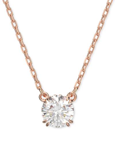 Shop Swarovski Silver-tone Constella Crystal Pendant Necklace, 14-7/8" + 2" Extender In Open Pink (rose Gold)