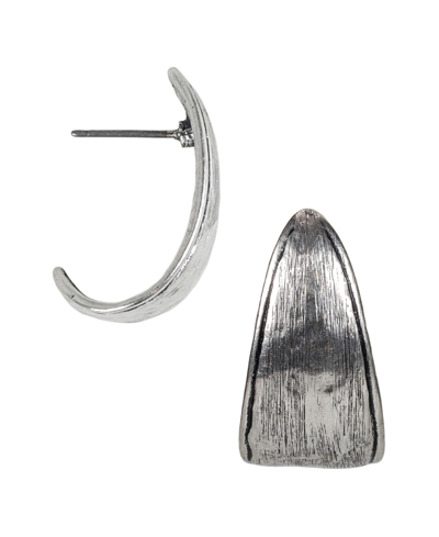 Shop Patricia Nash Silver-tone Hammered J-hoop Earrings In Silver Ox