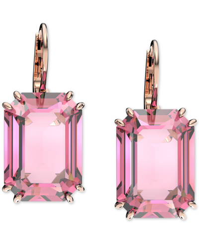 Shop Swarovski Octagon Crystal Drop Earrings In Pink