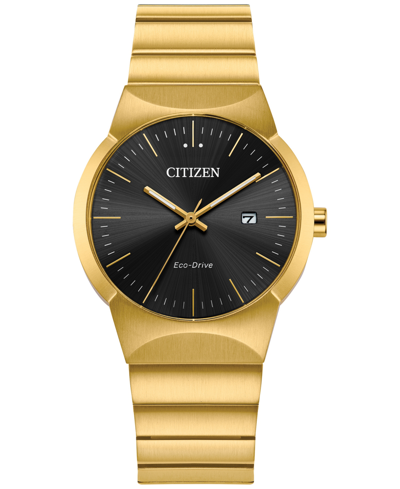Shop Citizen Eco-drive Women's Axiom Gold-tone Stainless Steel Bracelet Watch 32mm In Black