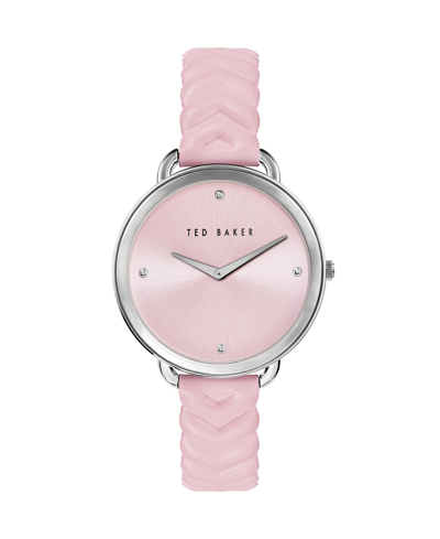 Shop Ted Baker Women's Hettie Chevron Pink Leather Strap Watch 37mm