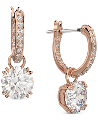 Shop Swarovski Silver-tone Constella Crystal Drop Earrings In Open Pink (rose Gold)