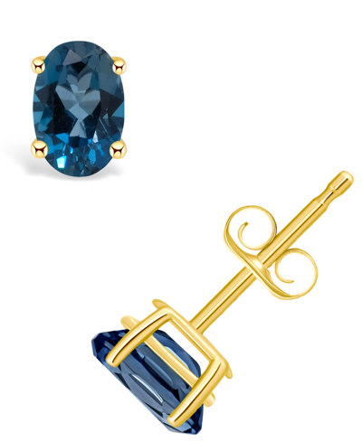 Macy's London Blue Topaz (1 Ct. T.w.) Stud Earrings In 14k Yellow Gold Or 14k White Gold In Gold