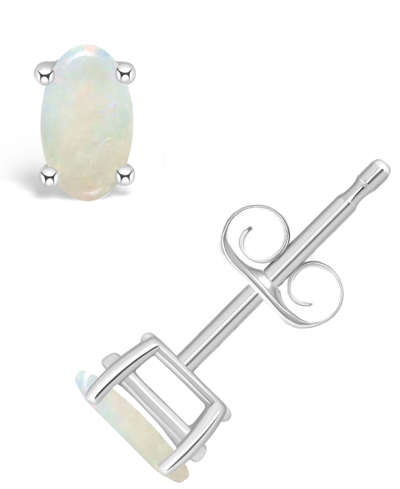 Macy's Opal (1/3 Ct.t.w) Stud Earrings In 14k White Gold Or 14k Yellow Gold In White Gold