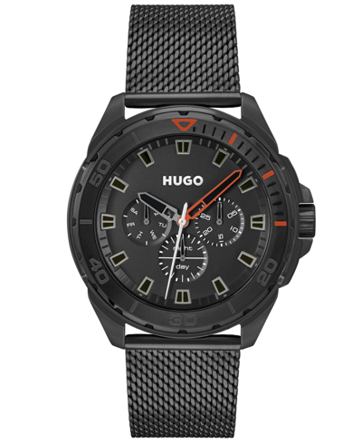 Shop Hugo Men's Fresh Black Ionic Plated Steel Bracelet Watch, 44mm