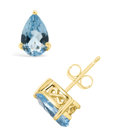 Macy's Topaz (2-1/10 Ct. T.w.) Stud Earrings In 14k Yellow Gold In Sky Blue Topaz