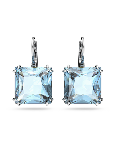Shop Swarovski Silver-tone Millenia Square Cut Drop Earrings In Blue