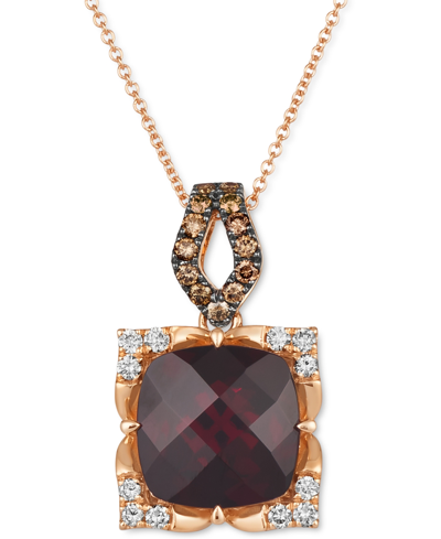 Shop Le Vian Pomegranate Garnet (5-1/4 Ct. T.w.) & Diamond (5/8 Ct. T.w.) Adjustable 20" Pendant Necklace In 14k 