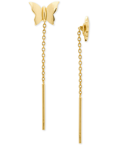 Shop Giani Bernini Butterfly Threader Drop Earrings In 18k Gold-plated Sterling Silver, Created For Macy's In Gold Over Sterling Silver