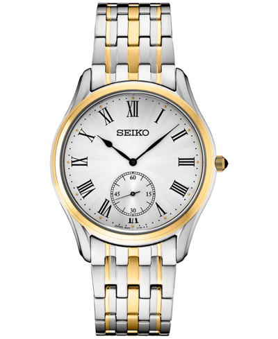 Shop Seiko Men's Analog Essentials Two-tone Stainless Steel Bracelet Watch 39mm In Silver