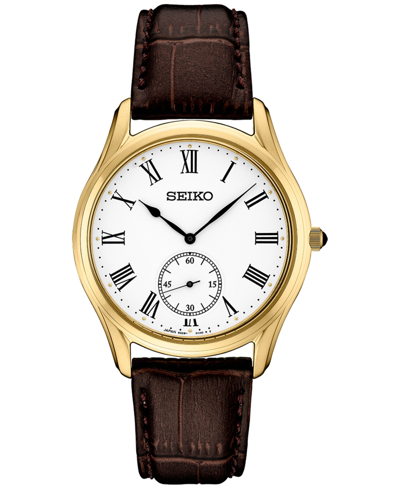 Shop Seiko Men's Analog Essentials Brown Leather Strap Watch 39mm In White