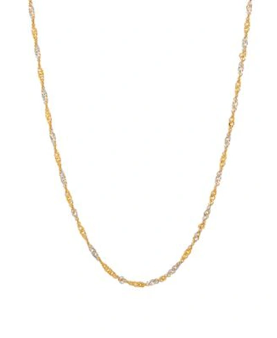 Italian Gold Polished Two Tone Diamond Cut Singapore Chain In 10k Yellow Gold In Two-tone
