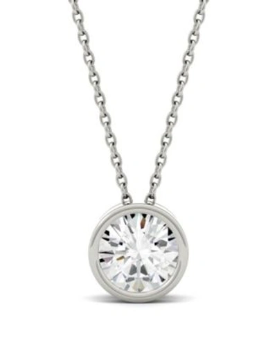 Shop Charles & Colvard Moissanite Bezel Solitaire Pendant 1 2 Ct T.w. 1 Ct. T.w. Diamond Equivalent In 14k White Or Yellow  In White Gold