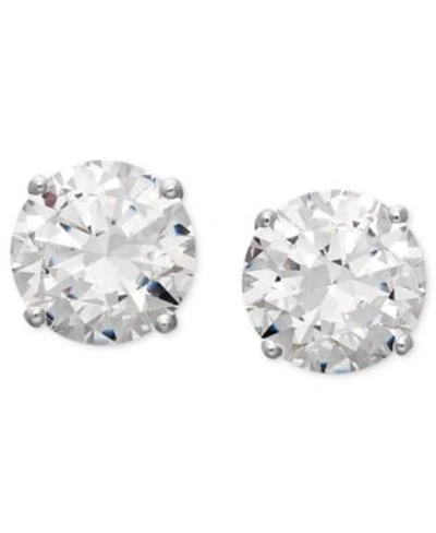 Shop Arabella Cubic Zirconia Round Stud Earrings Collection In 14k White Gold