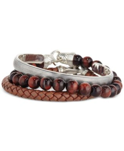 Shop Esquire Men's Jewelry Esquire Mens Jewelry Stackable Bracelets Created For Macys In Silver
