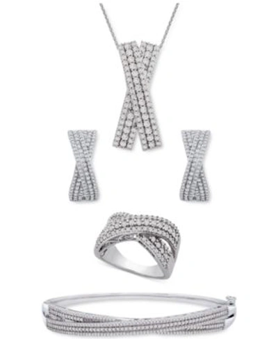 Wrapped In Love Diamond Crossover Jewelry Collection In Sterling Silver Created For Macys In Sterling Silver