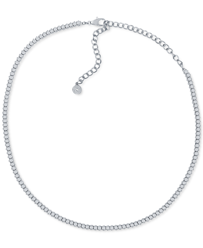 Shop Macy's Diamond Choker Necklace (4 Ct. T.w.) In 14k White Gold, 11-1/2 + 4" Extender