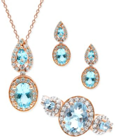 Macy's Aquamarine Diamond Jewelry Collection In 14k Rose Gold In Aqua