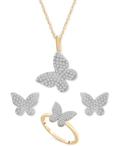 Shop Wrapped Diamond Pave Butterfly Jewelry Collection Created For Macys In Yellow Gold
