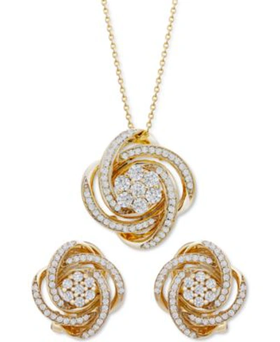 Shop Wrapped In Love Diamond Love Knot Necklace Earrings Collection In 14k Gold Created For Macys In Yellow Gold