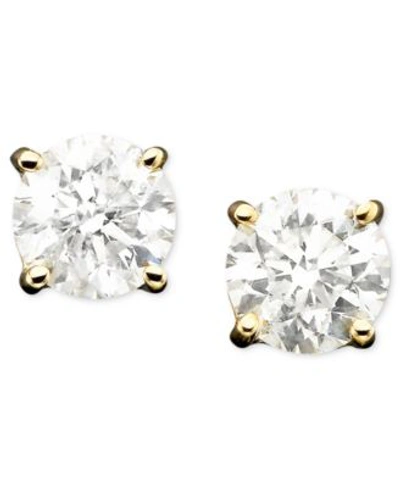 Shop Macy's Diamond Stud Earrings In 14k Gold 1 3 Ct. T.w. 1 Ct. T.w.
