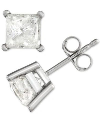 Macy's Diamond Princess Stud Earrings 1 4 Ct. T.w. To 2 Ct. T.w. In 14k White Gold In White Gold