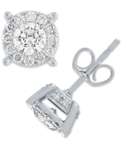 Macy's Diamond Halo Stud 1 2 To 1 1 2 Ct. T.w. Earrings In 14k Gold In White Gold