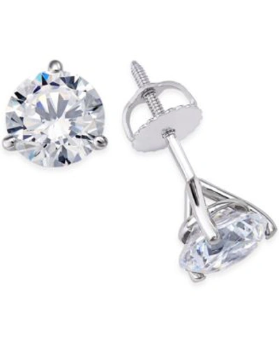 Shop Macy's Certified Near Colorless Diamond 3 Prong Stud Earrings 1 4 2 Ct. T.w. In 18k White Or Yellow Gold In White Gold