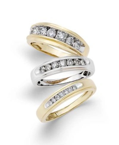 Shop Macy's Mens Diamond Bands In 10k Gold White Gold In Yellow Gold