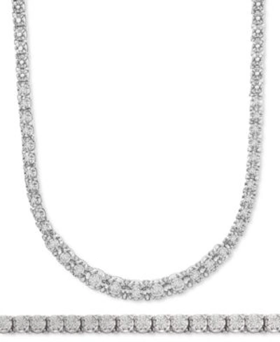 Shop Wrapped In Love Diamond Graduated Tennis Bracelet Necklace Jewelry Collection In Sterling Silver Created For Macys