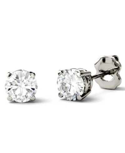 Shop Charles & Colvard Moissanite Stud Earrings 1 2 Ct. T.w. 3 Ct. T.w. Diamond Equivalent In 14k White Or Yellow Gold In White Gold