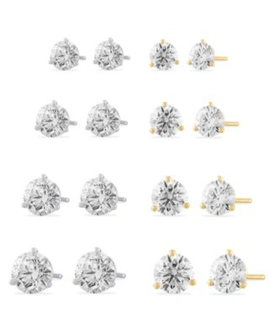 Shop Macy's Certified Round Cut Diamond Earrings In 14k White Or Yellow Gold In White Gold