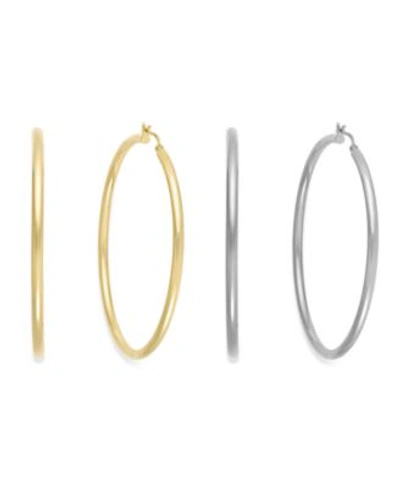 Shop Inc International Concepts Slim 1 3 4 3 Hoop Earrings In Gold Tone Or Silver Tone Created For Macys