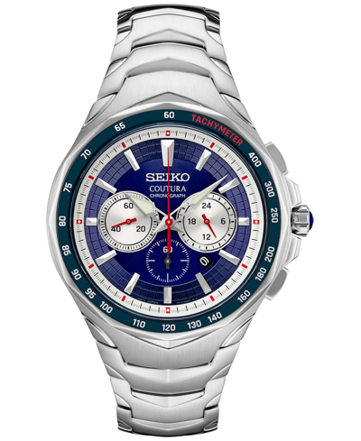 Seiko Men's Chronograph Coutura Stainless Steel Bracelet Watch 46mm In Blue  | ModeSens