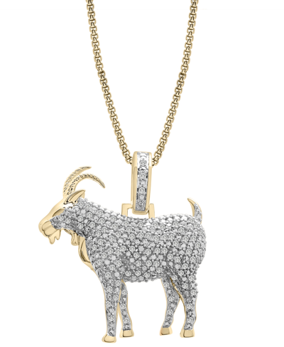 Shop Macy's Diamond Goat Pendant Necklace (1/2 Ct. T.w.) In 14k Gold-plated Sterling Silver, 22" In Gold Over Silver