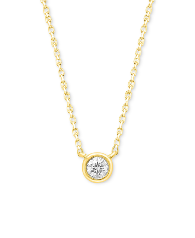 Shop Forever Grown Diamonds Lab-created Diamond Bezel Soltiare 18" Pendant Necklace (1/5 Ct. T.w.) In 14k Gold-plated Sterling S In Gold-plated Sterling Silver