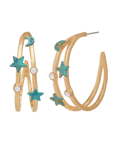 Shop Robert Lee Morris Soho Women's Celestial Patina Wire Hoop Earrings In Green Patina