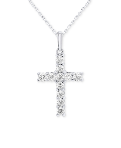 Shop Forever Grown Diamonds Lab-created Diamond Cross 18" Pendant Necklace (1/2 Ct. T.w.) In Sterling Silver Or 14k Gold-plated 