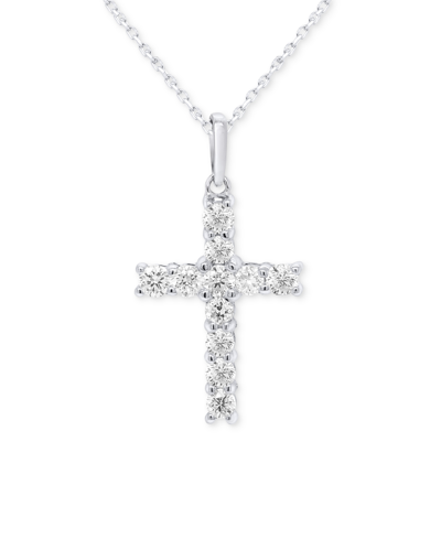Forever Grown Diamonds Lab-created Diamond Cross 18" Pendant Necklace (1/2 Ct. T.w.) In Sterling Silver Or 14k Gold-plated In Sterling Silver