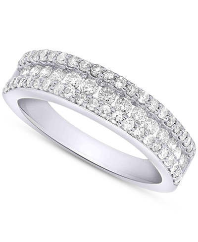 Shop Forever Grown Diamonds Lab-created Diamond Three-row Band (3/4 Ct. T.w.) In Sterling Silver Or 14k Gold-plated Sterling Sil