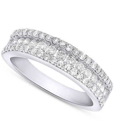 Forever Grown Diamonds Lab-created Diamond Three-row Band (3/4 Ct. T.w.) In Sterling Silver Or 14k Gold-plated Sterling Sil In Sterling Silver