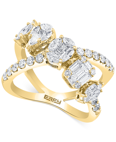 Shop Effy Collection Effy Diamond Multi-shape Crossover Ring (1-5/8 Ct. T.w.) In 18k White Gold Or 18k Yellow Gold