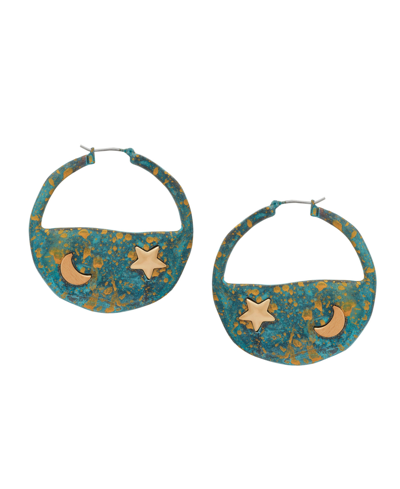 Shop Robert Lee Morris Soho Women's Celestial Patina Hoop Earrings In Green Patina