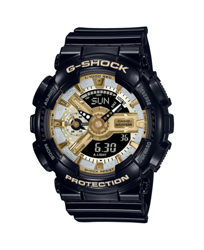 Shop G-shock Unisex Black Resin Strap Watch 45.9mm Gmas110gb-1a In Black And Gold-tone