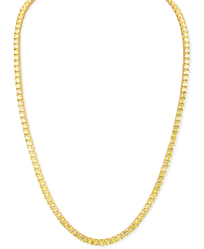 Shop Esquire Men's Jewelry Yellow Cubic Zirconia 22" Tennis Necklace In 14k Gold-plated Sterling Silver, Created For Macy's In Gold Over Silver