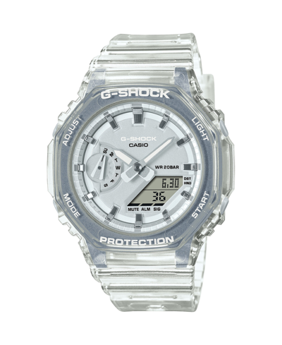 Shop G-shock Unisex White Skeleton Resin Strap Watch 40.4mm Gmas2100sk7a In Clear