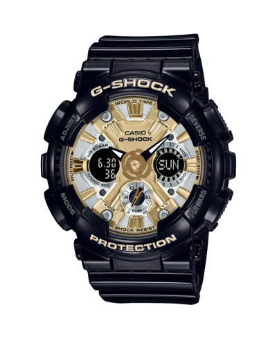 Shop G-shock Unisex Black Resin Strap Watch 45.9mm Gmas120gb-1a In Black And Gold-tone
