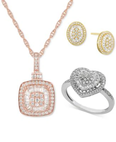 Shop Macy's Diamond Baguette Starburst Collection In 14k White Yellow Or Rose Gold. In Yellow Gold