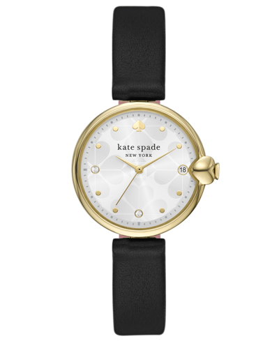 Shop Kate Spade Women's Chelsea Park Three-hand Date Black Leather Strap Watch 32mm