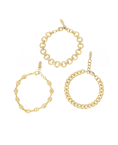 Shop Ettika 18k Gold Plated Might And Chain Bracelet Set In Gold-plated